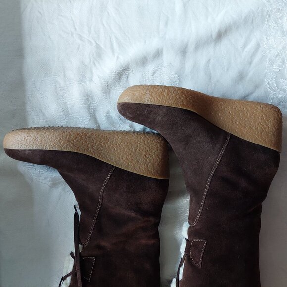 Michael Michael Kors Beaverton Lace Up Shearling Wedge Boots, Size 8.5 - Picture 5 of 7